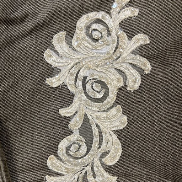 Upcycled Embellished Ankara/Sequin Lace/Rhinestone Blazer Wool M - Picture 6 of 11